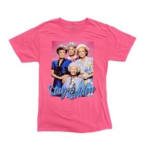 Hot Pink The Golden Girls Stay Golden Miami Vice T-Shirt Size Small
